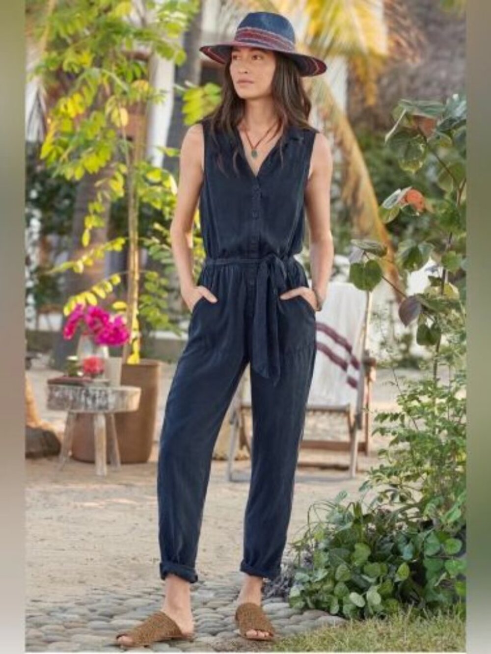 Sundance Cloth & Stone Odette Jumpsuit in Blue sz XL NWT $158+